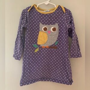 Mini Boden Owl Dress 2-3 Purple